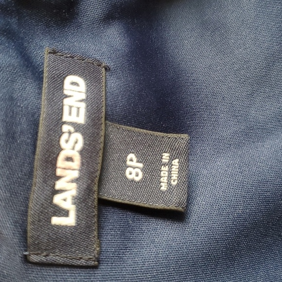 Lands End Ponte Knit Sleeveless Dress Solid Blue Pockets Sheath Stretch Sz 8P - Picture 8 of 11